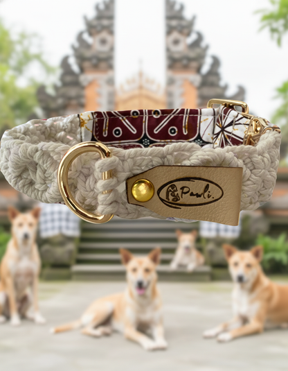 "The Mac". Macrame Dog Collar - Beige