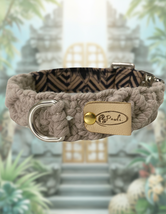 "The Mac". Macrame Dog Collar - Walnut