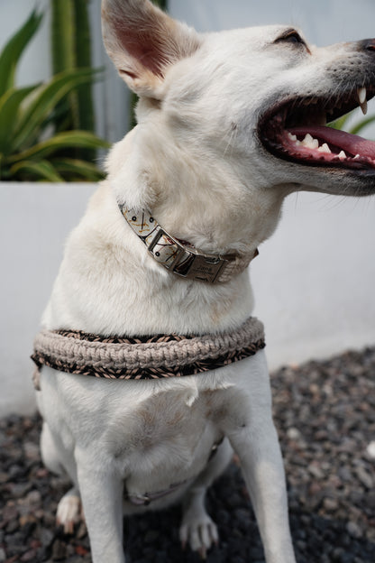 "The Mac". Macrame Dog Collar - Beige