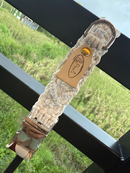 "The Mac". Macrame Dog Collar - Beige
